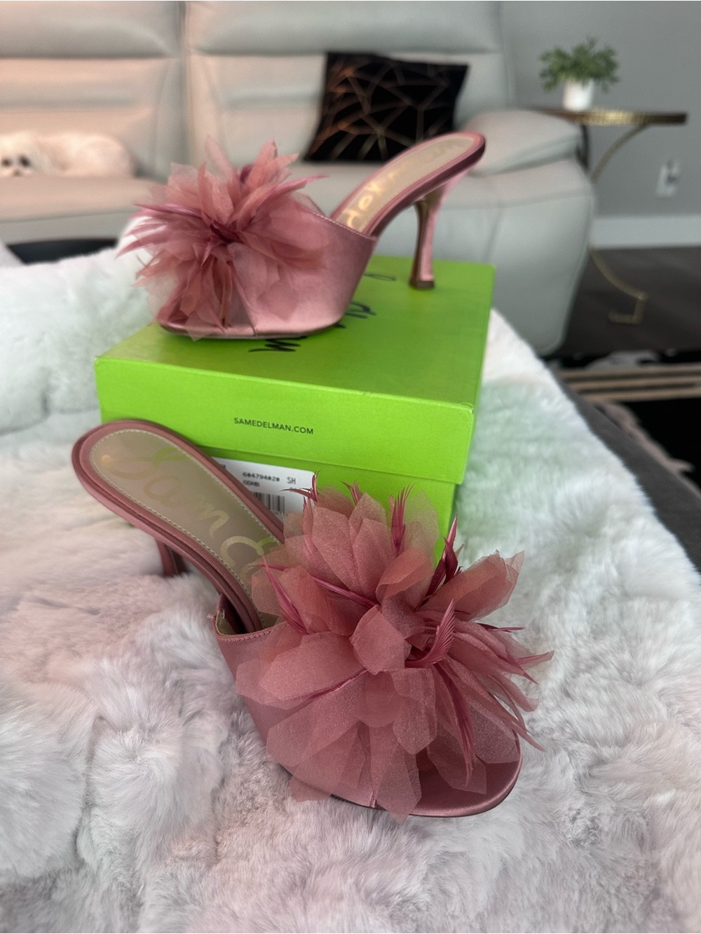 Sam Edelman Pink Floral Satin Slide Sandals